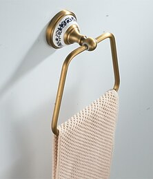 levne -starožitný držák na ručníky z kartáčované mosazi kroužek na ručníky, měď do koupelen, lichoběžníkový držák na ručníky nástěnný dekorační