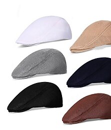 economico -Per uomo Cappello basco Nero Bianco Cotone Retato Streetwear Moda La moda degli anni '20 Esterno Giornaliero Per uscire Liscio Traspirabilità
