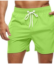 billiga -Herr Shorts Beach Shorts Casual shorts Snörning Elastisk midja Slät Komfort Andningsfunktion Knelängd Utomhus Helgdag Strand Streetwear Stylish Gräsgrön Svart