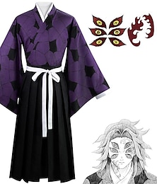voordelige -kokushibou cosplay kostuums met tijdelijke tattoos demon slayer: kimetsu no yaiba japanse anime cosplay kostuums kimono pakken voor heren dames