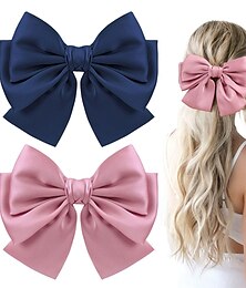 economico -grandi fiocchi per capelli a strati in raso per donne ragazze fermaglio per capelli rosa blu da 7 pollici accessori per capelli in stile fiocchi grandi