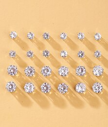 cheap -Women's Stud Earrings Earrings Set Classic Princess Stylish Simple Elegant Earrings Jewelry Silver For Wedding Anniversary Holiday Promise Festival 12 Pairs