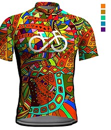 cheap -21Grams Men's Cycling Jersey Short Sleeve Bike Top with 3 Rear Pockets Mountain Bike MTB Road Bike Cycling Breathable Quick Dry Moisture Wicking Reflective Strips Violet Yellow Blue Graphic Polyester