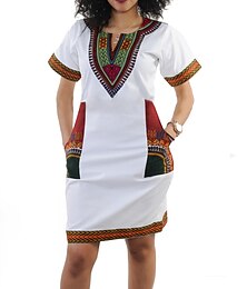 preiswerte -Damen Moderne afrikanische Outfits Afrikanischer Druck Dashiki Karneval Maskerade Graphic Erwachsene Kleid Party, Festival