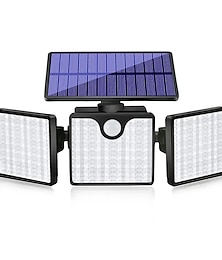 economico -Faretti solari 230 LED, luce solare con sensore di movimento, 3 teste regolabili, sicurezza impermeabile per esterni