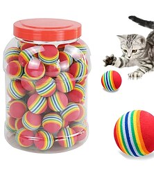 billiga -regnbåge eva kattleksaker boll interaktiv katt hund lek tugga skallra repa eva boll träningsbollar husdjursleksaker tillbehör