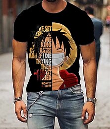 رخيصةأون -One Piece قرد D لوفي رورونوا زورو تي شيرت طباعة 3D الرسوم البيانية T-skjorte من أجل رجالي للبالغين طباعة ثلاثية الأبعاد كاجوال / يومي