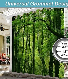 preiswerte -Wasserdichter Vorhang für den Außenbereich, Schiebevorhänge für Terrassen, Pergola-Vorhänge, Öse, 3D-Waldlandschaft für Pavillon, Balkon, Veranda, Party, 1 Paneel