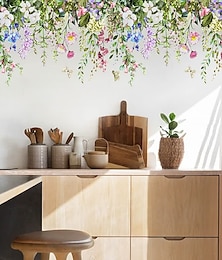 お買い得  -緑の植物の花の壁のステッカーデカール取り外し可能な花ビニールの壁のステッカーdiyの壁アート壁画教室オフィス寝室リビングルーム家の装飾