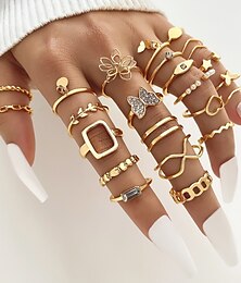 voordelige -23 stks ring set bruiloft klassiek zilver goud legering hart ster vlinder gepersonaliseerde trendy boho ring