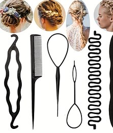 billiga -6pcs Hair Styling Accessories Kit Set Bun Maker Hair Braid Tool For Making DIY Hair Styles Black Magic Hair Twist Styling Accessories For Girls Or Women