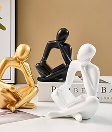 billige -kreativt harpiksmateriale enhånds ansiktslesende figur dekorative ornamenter i svart hvitt og gullfarger tilgjengelig for hjemmerestaurantdekorasjon sammenkomster og feriedekorasjoner tilbehør