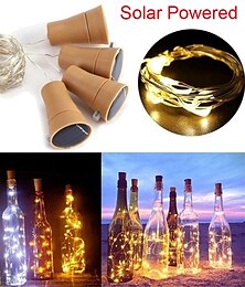 ieftine -sticlă de vin alimentată cu energie solară festival de plută ghirlande de lumină în aer liber lumini de zâne în aer liber 2m 20 led-uri sârmă de cupru