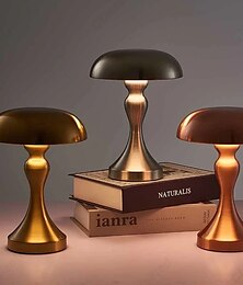 abordables -Nordique led or lampe de table pour bar hôtel décoration champignon rechargeable bureau veilleuses 3 couleur tactile interrupteur lampe de chevet