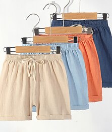 preiswerte -Kinder Jungen Kurze Hose Einfarbig Komfort Kurze Hose Schule Leinen Niedlich Täglich HTX- dunkelblau HTX-Grün HTX-ziegelrot Mittlere Taille