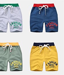cheap -Kids Boys Shorts Pocket Letter Breathable Soft Comfort Shorts Outdoor Cotton Sports Cool Daily Yellow Blue Green Mid Waist