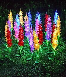 זול -אורות סולאריים גינה חיצונית עיצוב גינה אורות סגולים באמצעות אנרגיה סולארית יתד פרח עמיד למים אורות פרחים סולאריים לגן מסדרון חצר דשא פטיו מסלול מרפסת בריכה חתונה דקורטיבי