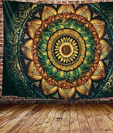 זול -בוהו מנדלה תלוי שטיח קיר אמנות שטיח קיר גדול תפאורה צילום רקע שמיכה וילון בית חדר שינה קישוט סלון