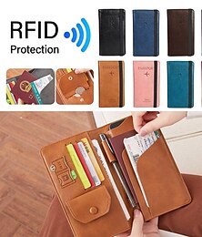 economico -Portafoglio per passaporto in pelle RFID portatile pacchetto documenti multifunzionale custodia per passaporto e carta di credito ultra sottile