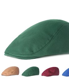 billiga -Herr Platt mössa Svart Vit Polyester / bomullsblandning Streetwear Stylish 1920-talets mode Utomhus Dagligen Utekväll Slät Varm