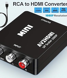 billige -rca til hdmi, av til hdmi converter1080p mini rca composite cvbs video audio converter adapter som støtter pal/ntsc for tv/pc/ ps3/stb/xbox vhs/vcr/blue-ray dvd-spillere