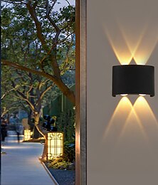 cheap -LED Outdoors Wall Lamp 2W 4W Up/Down Lighting Indoor Double-Head Curved Waterproof IP65 Wall Lamp Modern Bedroom Lamp Warm White Light AC85-265V
