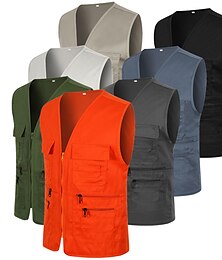 economico -gilet da lavoro da escursionismo da uomo gilet da lavoro outdoor casual leggero con multi tasche autunno/autunno primavera viaggio cargo safari foto resistenza all'usura gilet traspirante giacca cappotto top