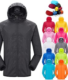 abordables -Chaqueta de lluvia para hombre y mujer, rompevientos con protección solar UPF 50+, con cremallera, con capucha, de manga larga, para pesca, correr, senderismo, para verano, para exteriores, plegable,