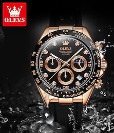 preiswerte -OLEVS 2875 Luxus Herrenuhren Top Marke Quarz Uhr Silikon Sport Datum Chronograph Wasserdicht Multifunktionsuhr