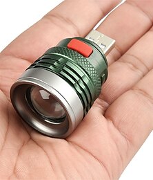 preiswerte -Hochwertige tragbare 3-Modus-USB-Taschenlampe mit LED-Camping-Licht, Mini-Zoom-Taschenlampe