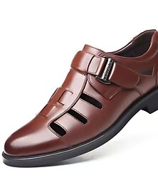 ieftine -Bărbați Sandale Sandale din piele sandale pentru pescari Pantofi de confort Casual Zilnic Imitație Piele Respirabil Panglică Negru Maro Vară