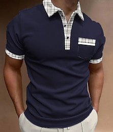 cheap -Men's Polo Shirt Button Up Polos Golf Shirt Graphic Prints Turndown Black White Wine Navy Blue Blue Outdoor Street Short Sleeves Print Clothing Apparel Sports Fashion Streetwear Designer