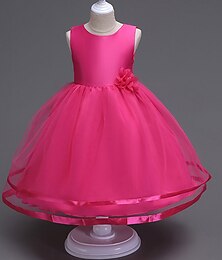 economico -Bambino Da ragazza Vestito Vestito da festa Tinta unica Senza maniche Formale Matrimonio Occasioni speciali Retato Di tendenza Adorabile Da principessa Cotone Maxi Vestito da festa Vestito svasato