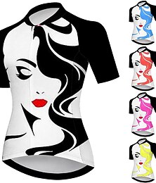 voordelige -Dames Wielrenshirt Grafisch Korte mouw Fietsen Shirt Kleding Bovenlichaam met 3 achterzakken Bergracen Wegwielrennen Sneldrogend Reflecterende strips Achterzak Vochtregelerend Sport Zwart Geel Roze