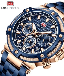 cheap -MINI FOCUS Chronograph Multifunction Quartz Mens Watches Luxury Stainless Strap Business Male Clock Waterproof relogio masculino