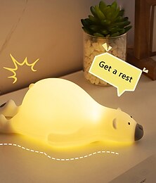 お買い得  -怠惰なクマ LED ナイトライトシリコーン調光可能な usb 充電式ランプ子供のためのベビーギフト漫画かわいい動物ナイトランプタッチ