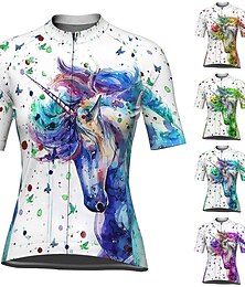 abordables -Mujer Maillot de Ciclismo Manga Corta Bicicleta Maillot Camiseta con 3 bolsillos traseros MTB Bicicleta Montaña Ciclismo Carretera Transpirable Secado rápido Dispersor de humedad Bandas Reflectantes