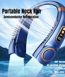 cheap -Portable Hanging Neck Fan with Colorful Light USB Charging 5 Gears Brush Motor Leafless Hanging Neck Fan Rechargeable Mute Refrigeration Air Conditioning Outdoor Cooling Fan