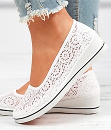 ieftine -Pentru femei Pantofi Flați Slip-On-uri Pantofi de confort Muncă Zilnic Culoare solidă Vară Eliminat Toc Platformă Vârf rotund Casual minimalism Plasă Loafer Negru Alb