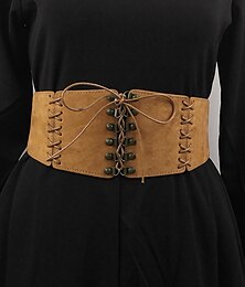 economico -Per donna Cintura a corsetto Similpelle Fibbia in acciaio Decoro con fiocco Decorazione per rivetti Vintage retrò Ufficio Giornaliero Nero Bianco Vino Marrone