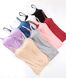 economico -Top Camisole da Donna Semplice Basico Senza Maniche Collo a U Top Regolari Casual Nero Bianco Rosa Blu Beige