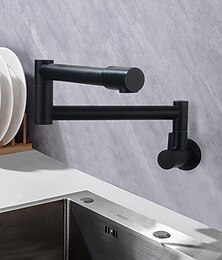 economico -Rubinetto Cucina Solo Acqua Fredda Rubinetto Cucina In Acciaio Inox, Nero Spazzolato Lavello Pieghevole A Parete Rubinetto Cucina