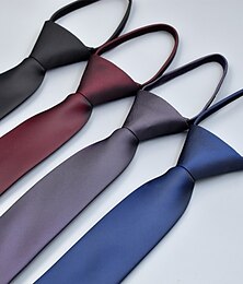 cheap -Men's Neckties Zip Tie Men Ties Zipper Tie Skinny Tie Pretied Bow Plain Wedding Birthday Party