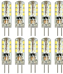 baratos -10pcs g4 bi-pin lâmpada led 3w 24led smd 2835 lâmpada de halogênio equivalente 30w branco quente 3000k luz do dia branca 6000k ângulo de feixe de 360° cintilação livre dc12v ac220v ac110v