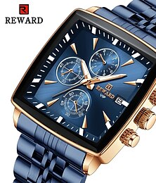 voordelige -beloning herenhorloges blauwe rechthoek quartz horloges luxe zakelijke horloge klok lichtgevende wijzers waterdichte klok man