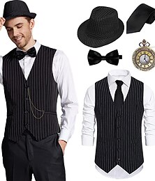 abordables -Retro Antiguo Rugido 20s 1920s Accesorios Chaleco Sombrero de panamá El gran Gatsby Caballero Gángster Moda Disfraz Hombre Navidad Víspera de Todos los Santos Carnaval Fiesta de baile Despedida de