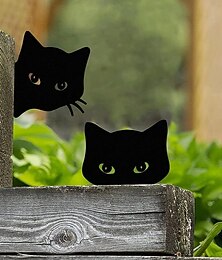 billiga -2st silhuett kikar katt metall plug-in trädgård trädgård konst halloween inredning bondgård heminredning utomhus prydnadsföremål dekor innergård gräsmatta present idealisk för kattälskare