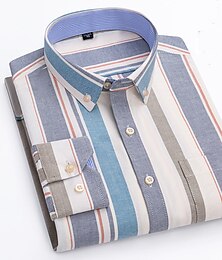 billiga -Herr Skjorta Randig tröja Button Down skjorta Icke-järnskjorta Oxford skjorta Pläd / Randig / Chevron Bröllop Kontor & Karriär Ljusblå Mörkröd Rubinrött Mörk marin Långärmad Tröjkrage Alla årstider