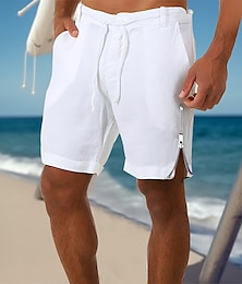 voordelige -Voor heren Korte broek Linnen korte broek Zomer korte broeken Strandshorts Zak Trekkoord Been met rits Effen Comfort Ademend Korte Casual Dagelijks Feestdagen Linnen / katoenmix Modieus Klassieke