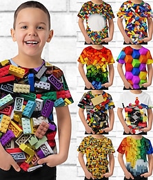 preiswerte -Kinder Jungen T-Shirt Kurzarm Regenbogen 3D-Druck 3D-Druck Farbblock Schulanfang Täglich Innen Aktiv Strassenmode Sport 3-12 Jahre / Sommer
